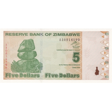 P93 Zimbabwe - 5 Dollar Year 2009